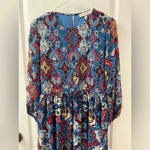 Harlow & Rose Dress Women’s Size Medium Smocked Modest Prairie Boho Peasant - Picture 2 of 12